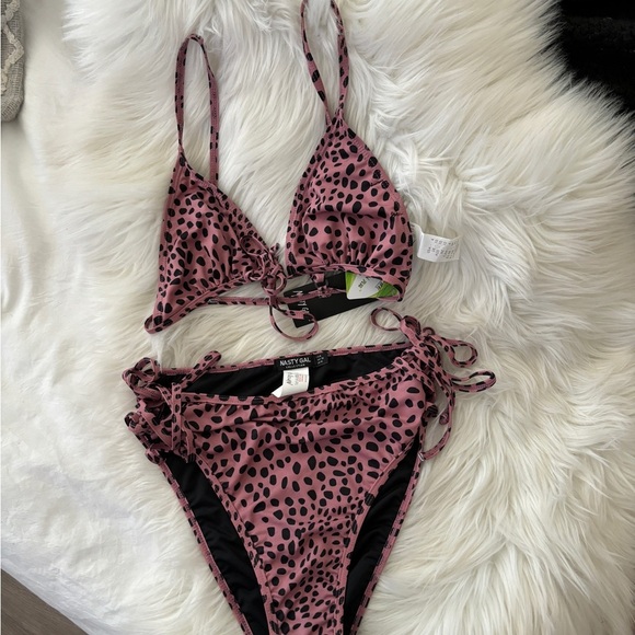 Animal Print Triangle & Strappy Brief Bikini - Picture 3 of 8